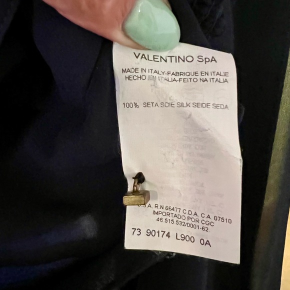 Valentino Black Blouse / Top with leather flowers Sz S - Picture 8 of 9